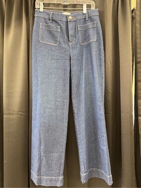 LOFT Medium Blue Wide-Leg High-Rise Jeans